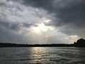 Stormy sky over the river in summer Royalty Free Stock Photo