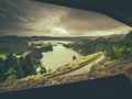 Stormy sky over Sete Cidades Royalty Free Stock Photo