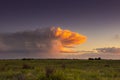 Stormy sky at sunset in the pampas field, La Pampa, Royalty Free Stock Photo