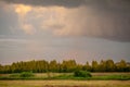 Stormy sky at sunset in the suburbs. Royalty Free Stock Photo