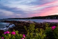 Stormy summer sunset sky over Long Cove in Bristol, Maine