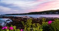 Stormy summer sunset sky over Long Cove in Bristol, Maine