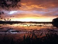 Stormy sunset above lake Royalty Free Stock Photo