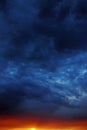 Stormy sunset, dark cloudy skies Royalty Free Stock Photo