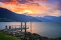 Stormy sunset in lake Como Royalty Free Stock Photo