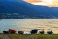 Stormy sunset in lake Como Royalty Free Stock Photo