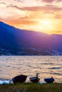 Stormy sunset in lake Como Royalty Free Stock Photo