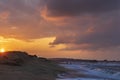 Stormy sunset on the sea coast soft focus Royalty Free Stock Photo