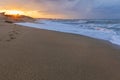 Stormy sunset on the sea coast Royalty Free Stock Photo