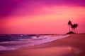 Stormy tropical beach with palm trees