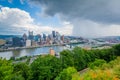 Stormy view of the Pittsburgh skyline and Monongahela River, from Mount Washington, in Pittsburgh, Pennsylvania