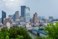 Stormy view of the Pittsburgh skyline and Monongahela River, from Mount Washington, in Pittsburgh, Pennsylvania