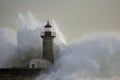 Stormy wave over lighthouse Royalty Free Stock Photo