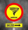 Stormy Weather Ahead Sign Board, Hurricane indication. Graphic banner of hurricane Royalty Free Stock Photo