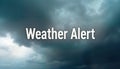 Stormy weather alert banner header. Dark clouds cover sky. Urgent warning about impending severe weather. Important information