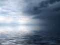 Stormy weather with dramatic clouds over the sea in northumbria england