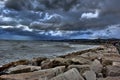 Port in San Benedetto del Tronto, Ascoli Piceno, Marche, before the thunderstorm Royalty Free Stock Photo