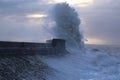 Stormy weather at Porthcawl lighthouse, South Wales, UK.