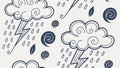 Stormy Weather Rain & Lightning Seamless Pattern, vector design Generative AI Royalty Free Stock Photo