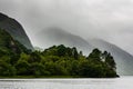 Stormy weather and rain on the shores of a Scottish Loch (Loch Shiel, Highlands