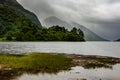 Stormy weather and rain on the shores of a Scottish Loch (Loch Shiel, Highlands