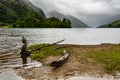 Stormy weather and rain on the shores of a Scottish Loch (Loch Shiel, Highlands