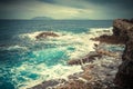 Stormy weather on the volcanic beach Royalty Free Stock Photo