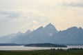 Stormy weather and wildfire smoke over Jackson Lake, Grand Teton National Park, USA Royalty Free Stock Photo