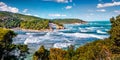 Stormy wether in Gargano National Park, Torre di San Felice location, Apulia region, Italy, Europe. Breathtaking morning seascape