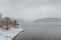 Stormy winter landscape on Horsetooth Reservoir in Colorado