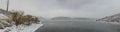 Stormy winter landscape on Horsetooth Reservoir in Colorado