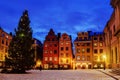 Stortorget square decorated to Christmas time at night Royalty Free Stock Photo