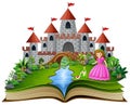 Story book of princess and frog prince cartoon Royalty Free Stock Photo