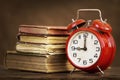 Story book, storytelling, time concept, books and alarm clock