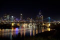 Story Bridge and Brisbane City with Boat lights Royalty Free Stock Photo