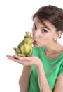 Story of frog king - young woman in love concept. Royalty Free Stock Photo