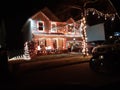 2 story house with beautiful Christmas lights Royalty Free Stock Photo