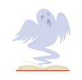 Story open book with ghost stories on white. Royalty Free Stock Photo