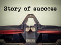 Story success vintage typewriter close up Royalty Free Stock Photo