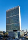 The 39-story United Nations Secretariat Building 1950 and the Dag HammarskjÃÂ¶ld Library on the East Side of Manhattan, NYC Royalty Free Stock Photo