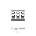 Storyboard icon. Thin linear storyboard outline icon isolated on white background from cinema collection. Line vector storyboard