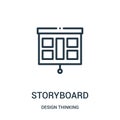 storyboard icon vector from design thinking collection. Thin line storyboard outline icon vector illustration