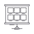 Storyboard process icon, linear isolated illustration, thin line vector, web design sign, outline concept symbol with