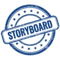 STORYBOARD text on blue grungy round rubber stamp