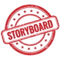 STORYBOARD text on red grungy round rubber stamp