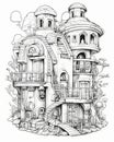 Storybook house Coloring Book Page Royalty Free Stock Photo