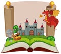 Storybook with knight and castle