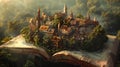 Storybook Village Emerging from Open Fantasy Book