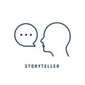 Storyteller brand digital logo icon. Story teller illustration badge vector icon