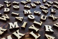 Storytelling and blogging concept. Wooden letters on the desk.